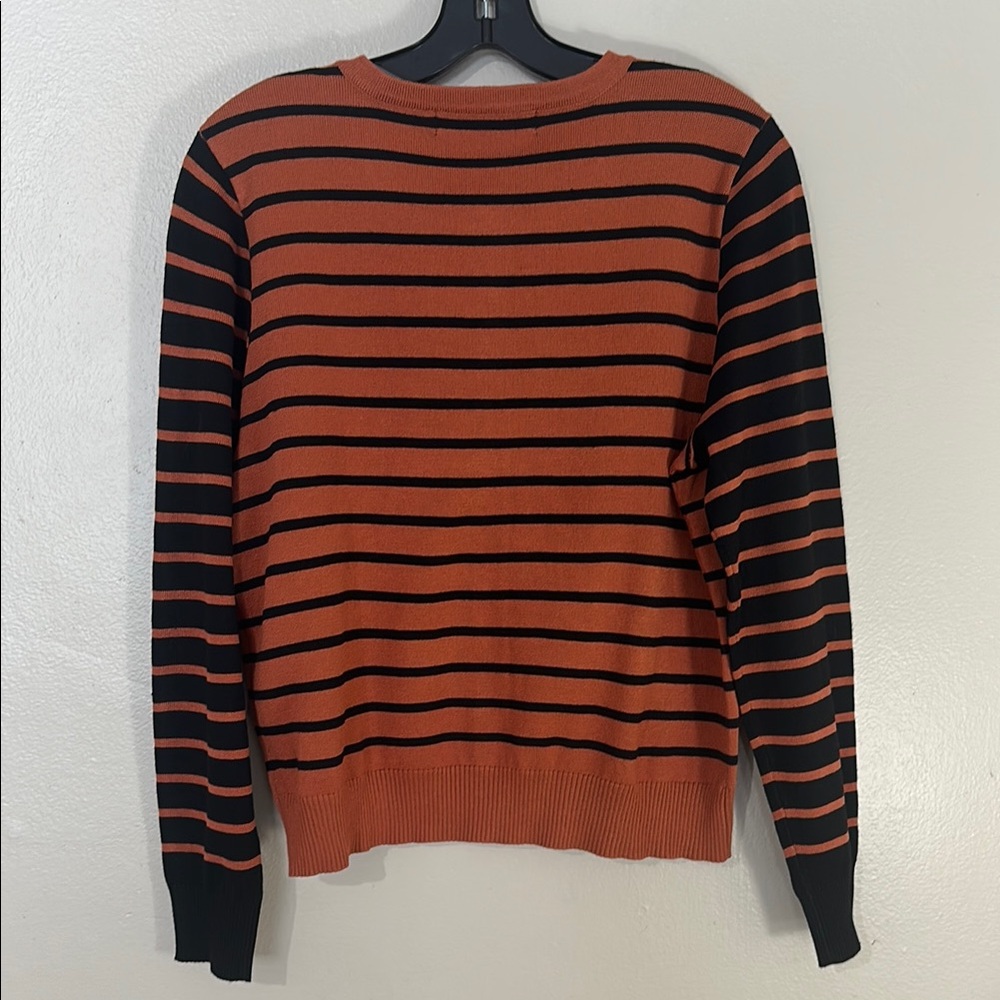 NEW Love Scarlett Rust and Black Striped Cardigan Sweater - Picture 4 of 6